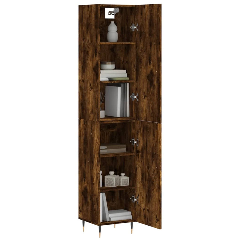 Highboard røkt eik 34,5x34x180 cm konstruert tre