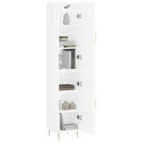 Highboard høyglans hvit 34,5x34x180 cm konstruert tre