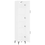 Highboard hvit 34,5x34x180 cm konstruert tre