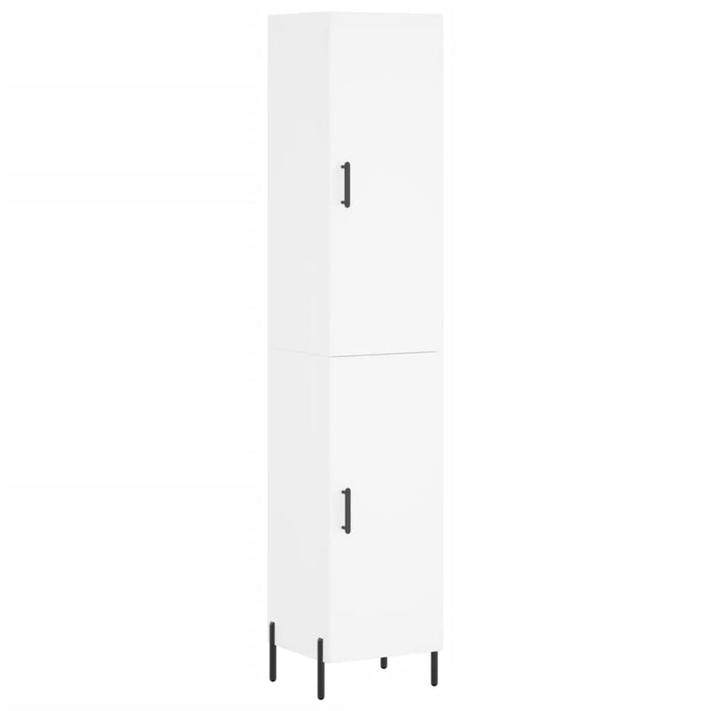 Highboard hvit 34,5x34x180 cm konstruert tre