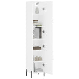 Highboard hvit 34,5x34x180 cm konstruert tre