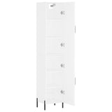 Highboard hvit 34,5x34x180 cm konstruert tre