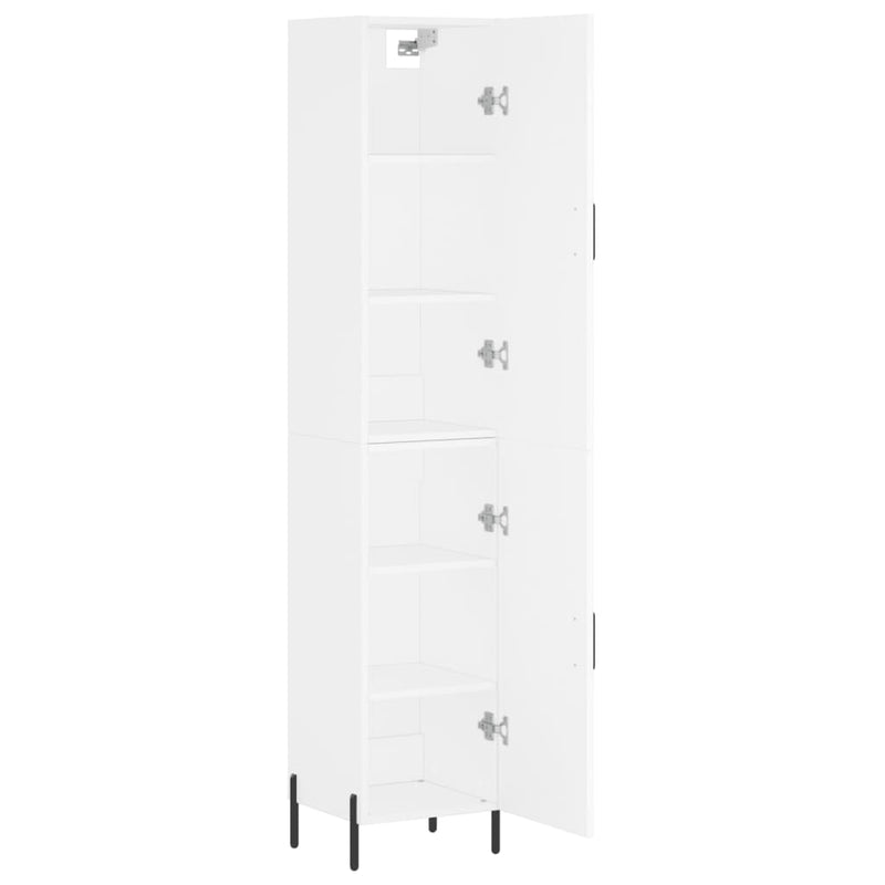 Highboard hvit 34,5x34x180 cm konstruert tre