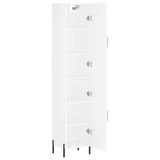 Highboard høyglans hvit 34,5x34x180 cm konstruert tre