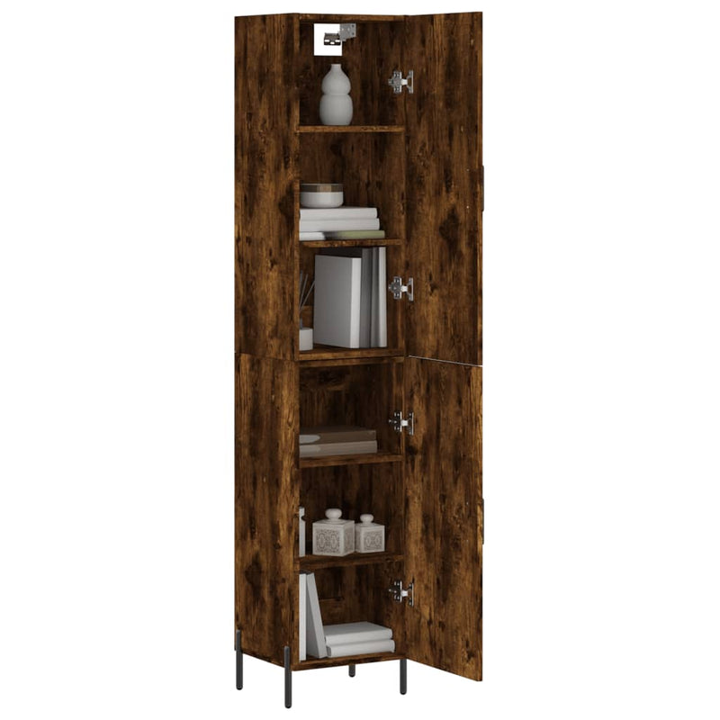 Highboard røkt eik 34,5x34x180 cm konstruert tre