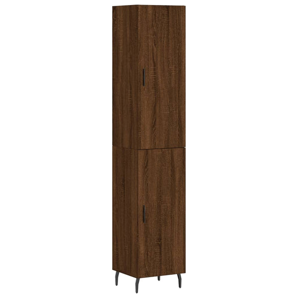 Highboard brun eik 34,5x34x180 cm konstruert tre