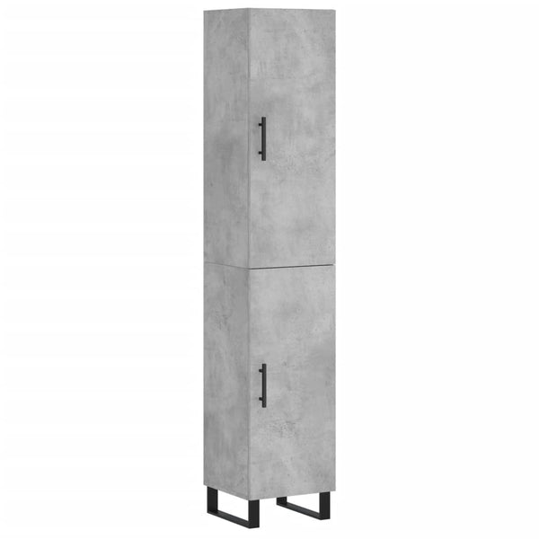 Highboard betonggrå 34,5x34x180 cm konstruert tre