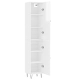 Highboard høyglans hvit 34,5x34x180 cm konstruert tre