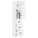 Highboard hvit 34,5x34x180 cm konstruert tre