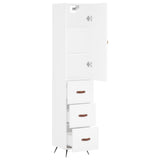 Highboard hvit 34,5x34x180 cm konstruert tre