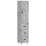 Highboard betonggrå 34,5x34x180 cm konstruert tre