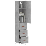 Highboard betonggrå 34,5x34x180 cm konstruert tre