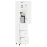 Highboard hvit 34,5x34x180 cm konstruert tre