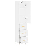 Highboard hvit 34,5x34x180 cm konstruert tre