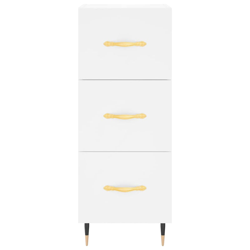 Highboard hvit 34,5x34x180 cm konstruert tre