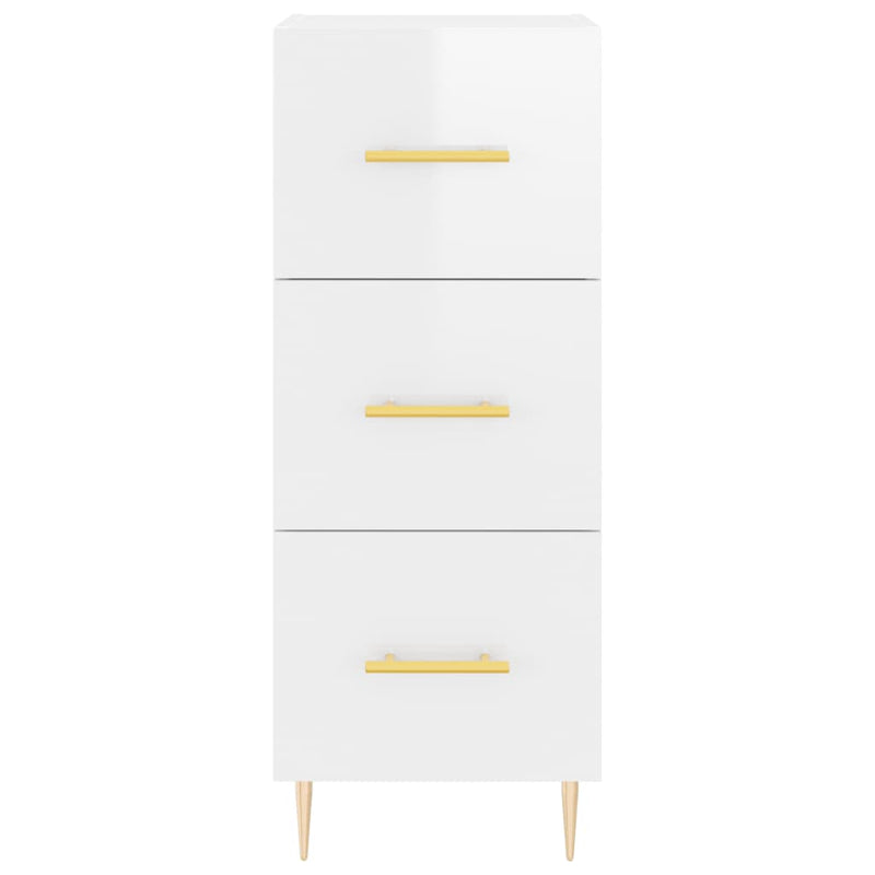 Highboard høyglans hvit 34,5x34x180 cm konstruert tre