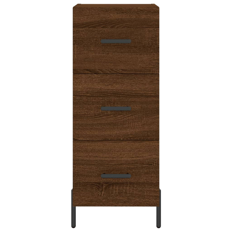 Highboard brun eik 34,5x34x180 cm konstruert tre