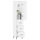 Highboard hvit 34,5x34x180 cm konstruert tre