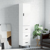 Highboard hvit 34,5x34x180 cm konstruert tre