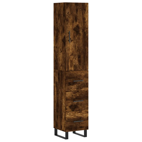 Highboard røkt eik 34,5x34x180 cm konstruert tre