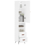 Highboard hvit 34,5x34x180 cm konstruert tre