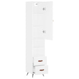 Highboard hvit 34,5x34x180 cm konstruert tre