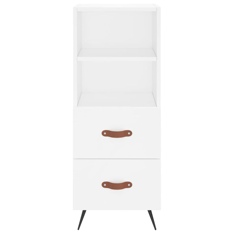 Highboard hvit 34,5x34x180 cm konstruert tre