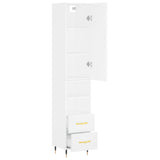 Highboard hvit 34,5x34x180 cm konstruert tre