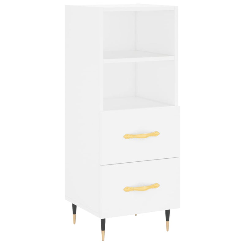 Highboard hvit 34,5x34x180 cm konstruert tre