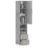 Highboard betonggrå 34,5x34x180 cm konstruert tre