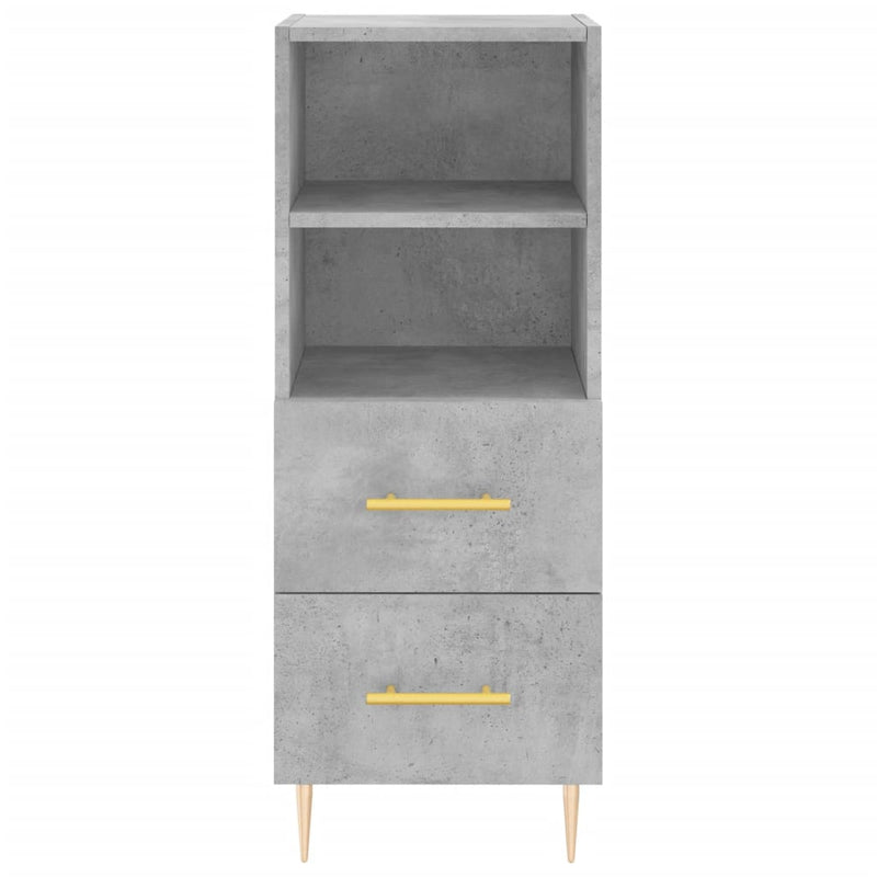 Highboard betonggrå 34,5x34x180 cm konstruert tre