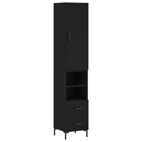 Highboard svart 34,5x34x180 cm konstruert tre