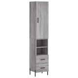 Highboard grå sonoma 34,5x34x180 cm konstruert tre