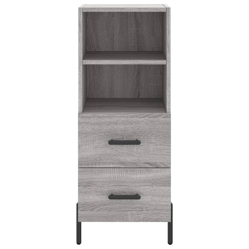 Highboard grå sonoma 34,5x34x180 cm konstruert tre