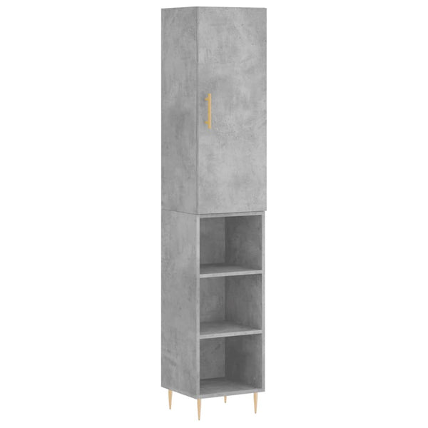 Highboard betonggrå 34,5x34x180 cm konstruert tre