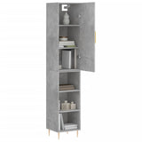 Highboard betonggrå 34,5x34x180 cm konstruert tre