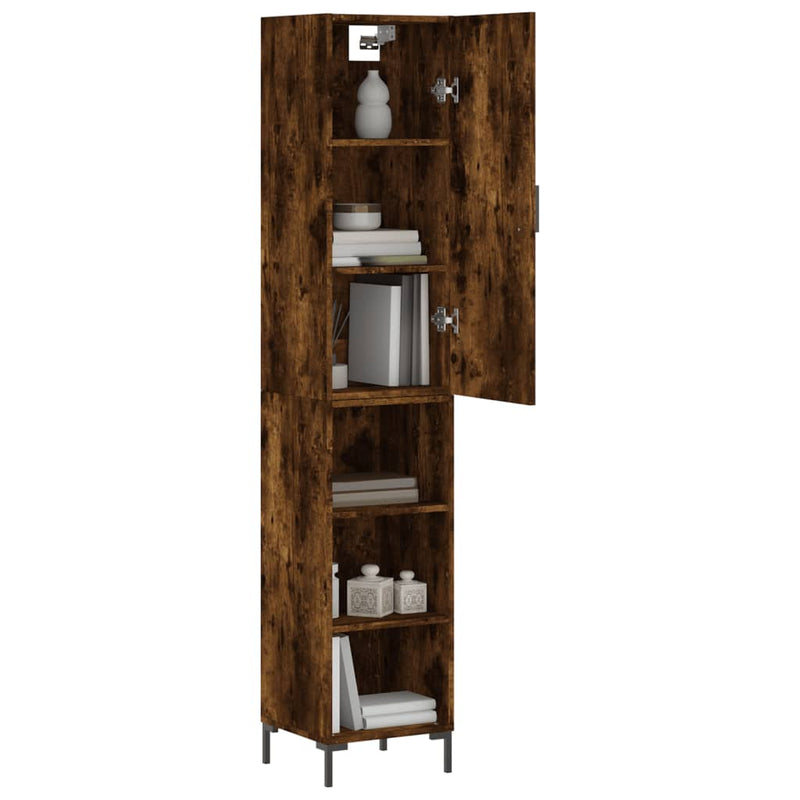 Highboard røkt eik 34,5x34x180 cm konstruert tre