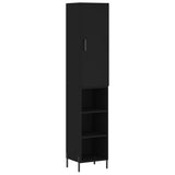 Highboard svart 34,5x34x180 cm konstruert tre