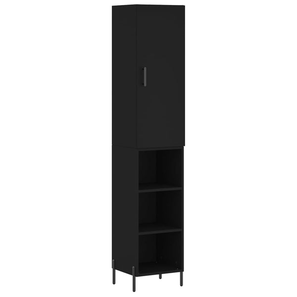 Highboard svart 34,5x34x180 cm konstruert tre