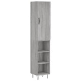 Highboard grå sonoma 34,5x34x180 cm konstruert tre