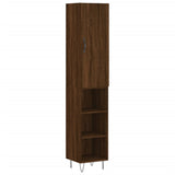 Highboard brun eik 34,5x34x180 cm konstruert tre