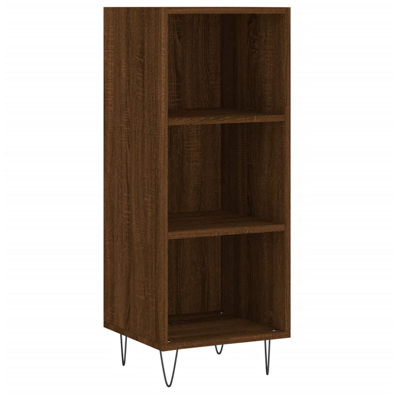 Highboard brun eik 34,5x34x180 cm konstruert tre