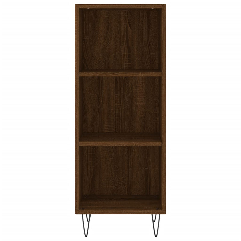 Highboard brun eik 34,5x34x180 cm konstruert tre