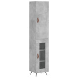 Highboard betonggrå 34,5x34x180 cm konstruert tre