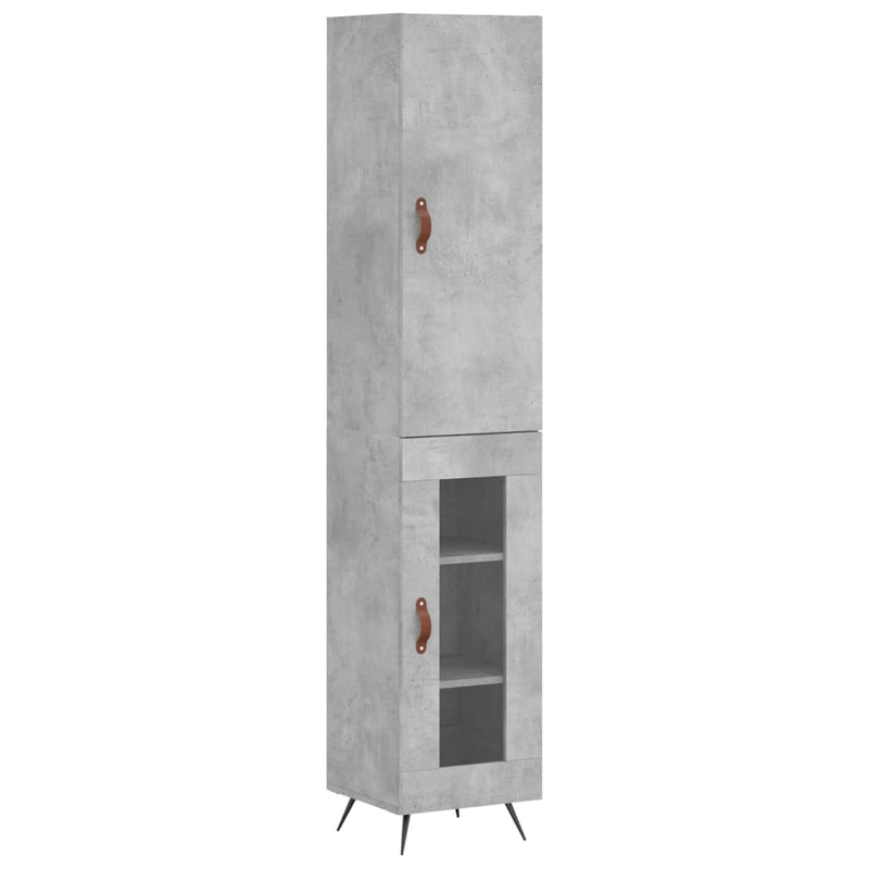 Highboard betonggrå 34,5x34x180 cm konstruert tre