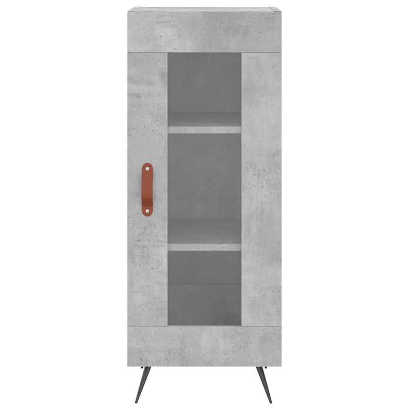 Highboard betonggrå 34,5x34x180 cm konstruert tre