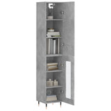 Highboard betonggrå 34,5x34x180 cm konstruert tre