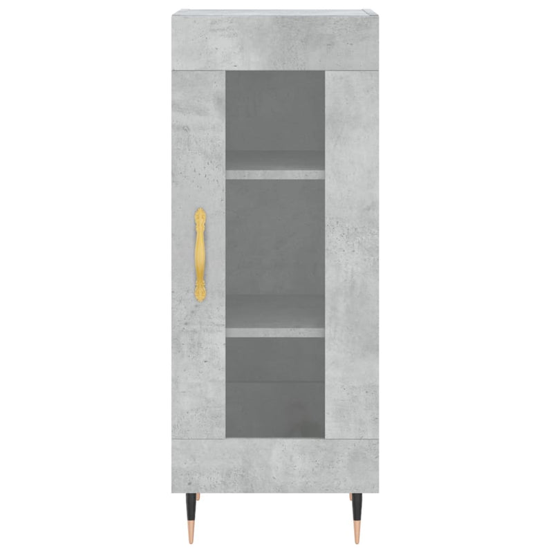 Highboard betonggrå 34,5x34x180 cm konstruert tre