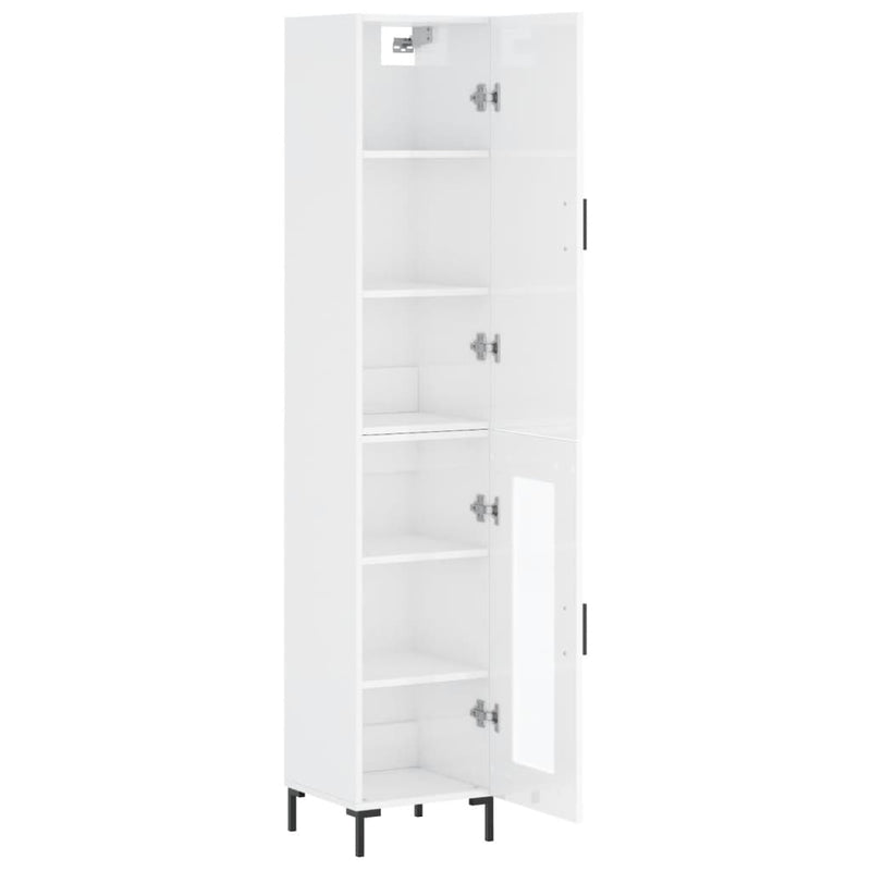 Highboard høyglans hvit 34,5x34x180 cm konstruert tre