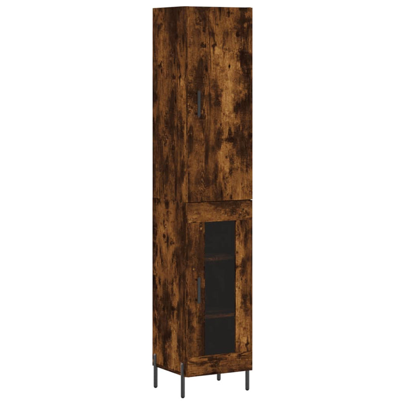 Highboard røkt eik 34,5x34x180 cm konstruert tre